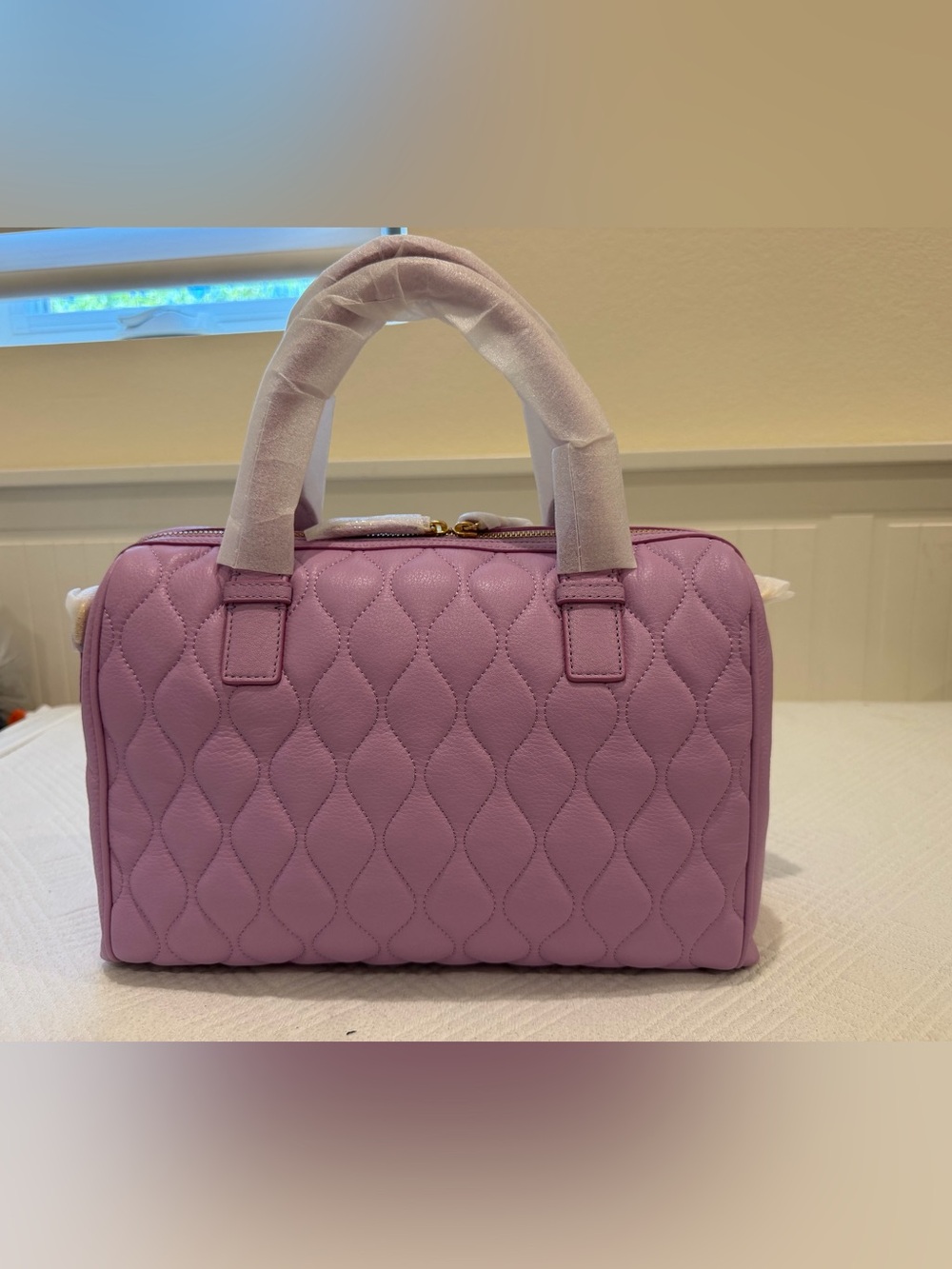 Vera Bradley Leather Quilted Lavender Top-Handle Satchel
